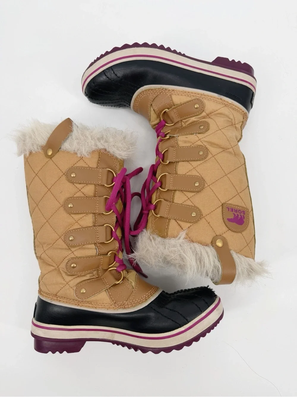 Sorel Tofino II Quilted Faux Fur Boots Camel Pink Size 6.5